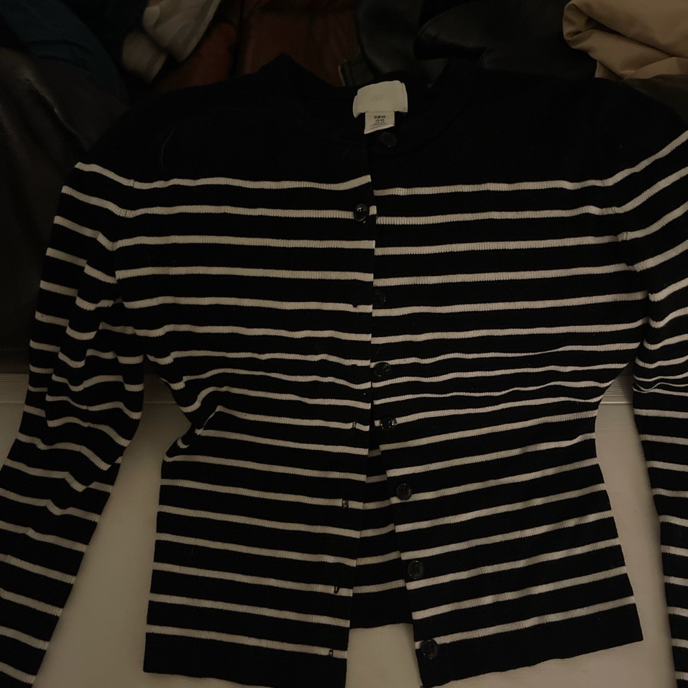 Black & white stripe button up cardigan